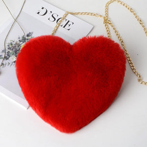 New Money 2021 Fashion Heart Shaped Bag Female Chain Messenger Bag Plush Love Shoulder Crossbody Bag Valentine's Day Gift