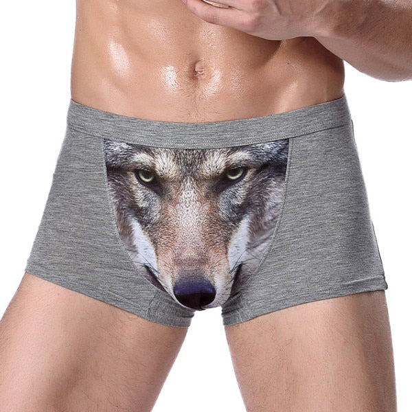 New Money 4XL Large Size Male Underwear Funny Cool Underpants Wolf Modal U Convex Underware Men Boxers Comfortable Soft boxer shorts man