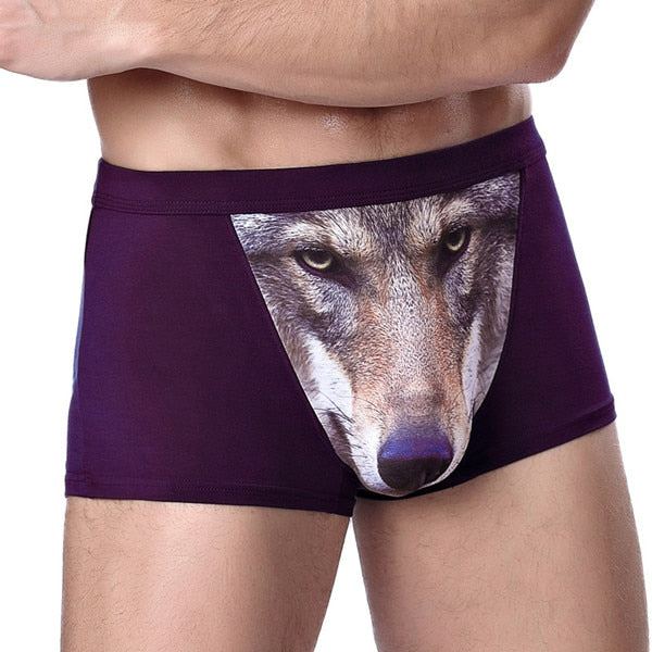 New Money 4XL Large Size Male Underwear Funny Cool Underpants Wolf Modal U Convex Underware Men Boxers Comfortable Soft boxer shorts man