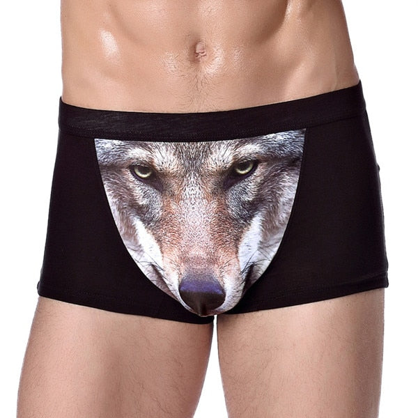 New Money 4XL Large Size Male Underwear Funny Cool Underpants Wolf Modal U Convex Underware Men Boxers Comfortable Soft boxer shorts man