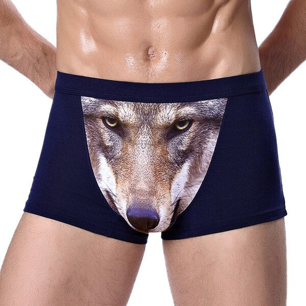 New Money 4XL Large Size Male Underwear Funny Cool Underpants Wolf Modal U Convex Underware Men Boxers Comfortable Soft boxer shorts man