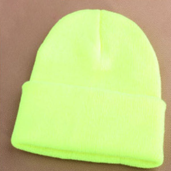 New Money Fashion  19 Colors Knitted Neon Unisex Beanie Autumn Casual Elastic  Warm Winter Hats Unisex Gorros Hombres