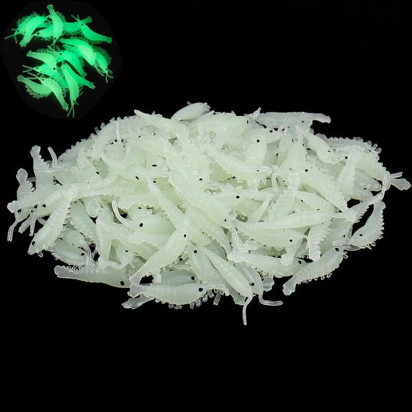 New Money New  Design 100pcs Soft Silicone  Shrimp Fishing Lures 2.7cm Small Light Green Freshwater Fishing Shrimp Bait