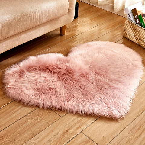 New Money Carpet Bedroom Floor Mat Love Heart Rugs Artificial Wool Hairy Carpet Faux Floor Mat Fur Plain Fluffy Area Rug Soft Living Room